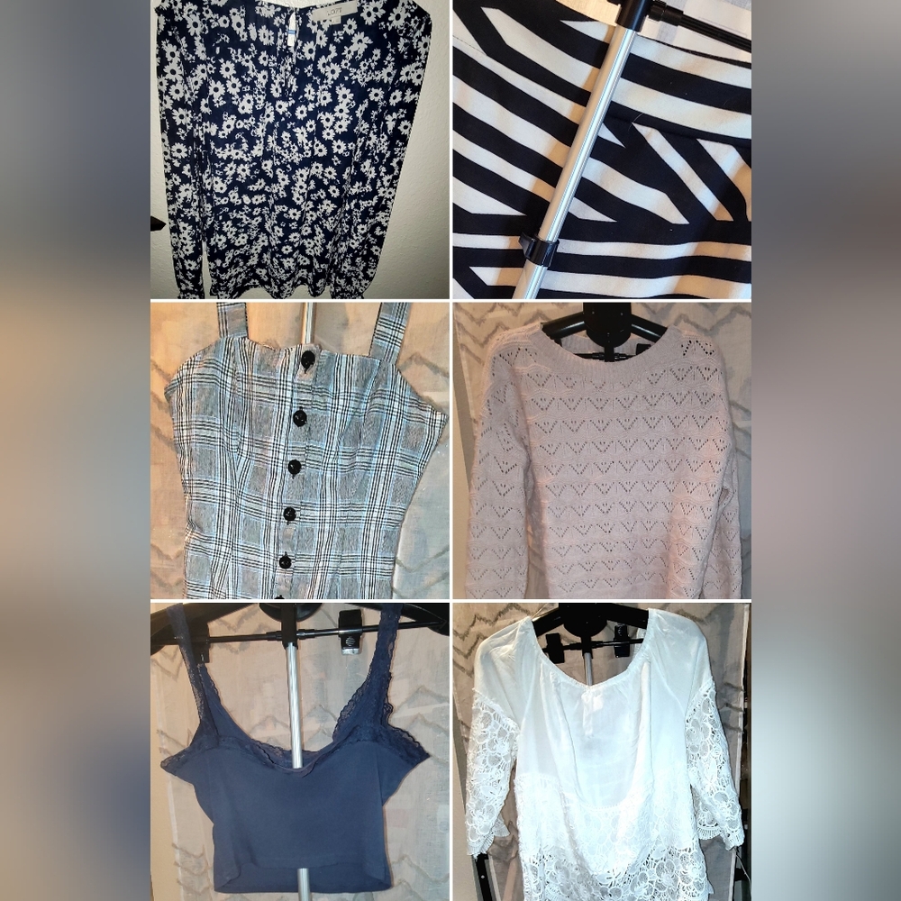 Floral and Striped Patterned Tops Collection